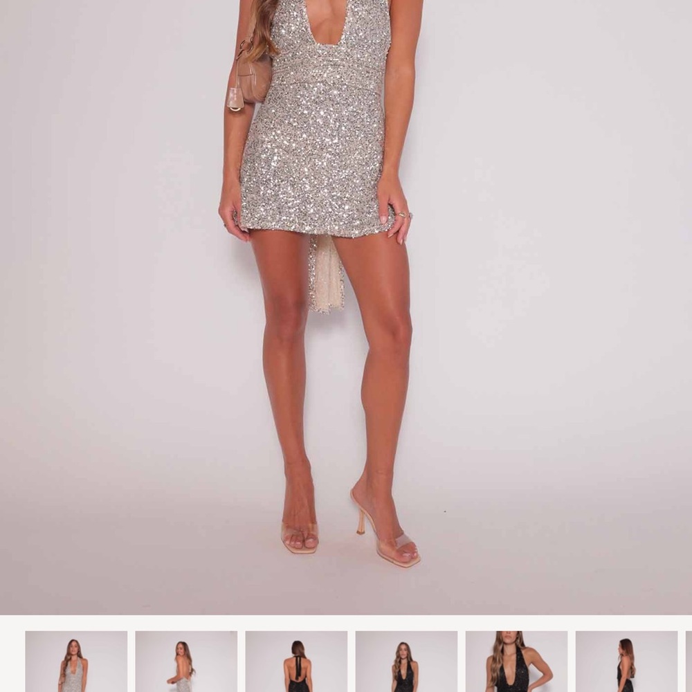 Eastnwest Label Silver Sequin Mini Dress - size small